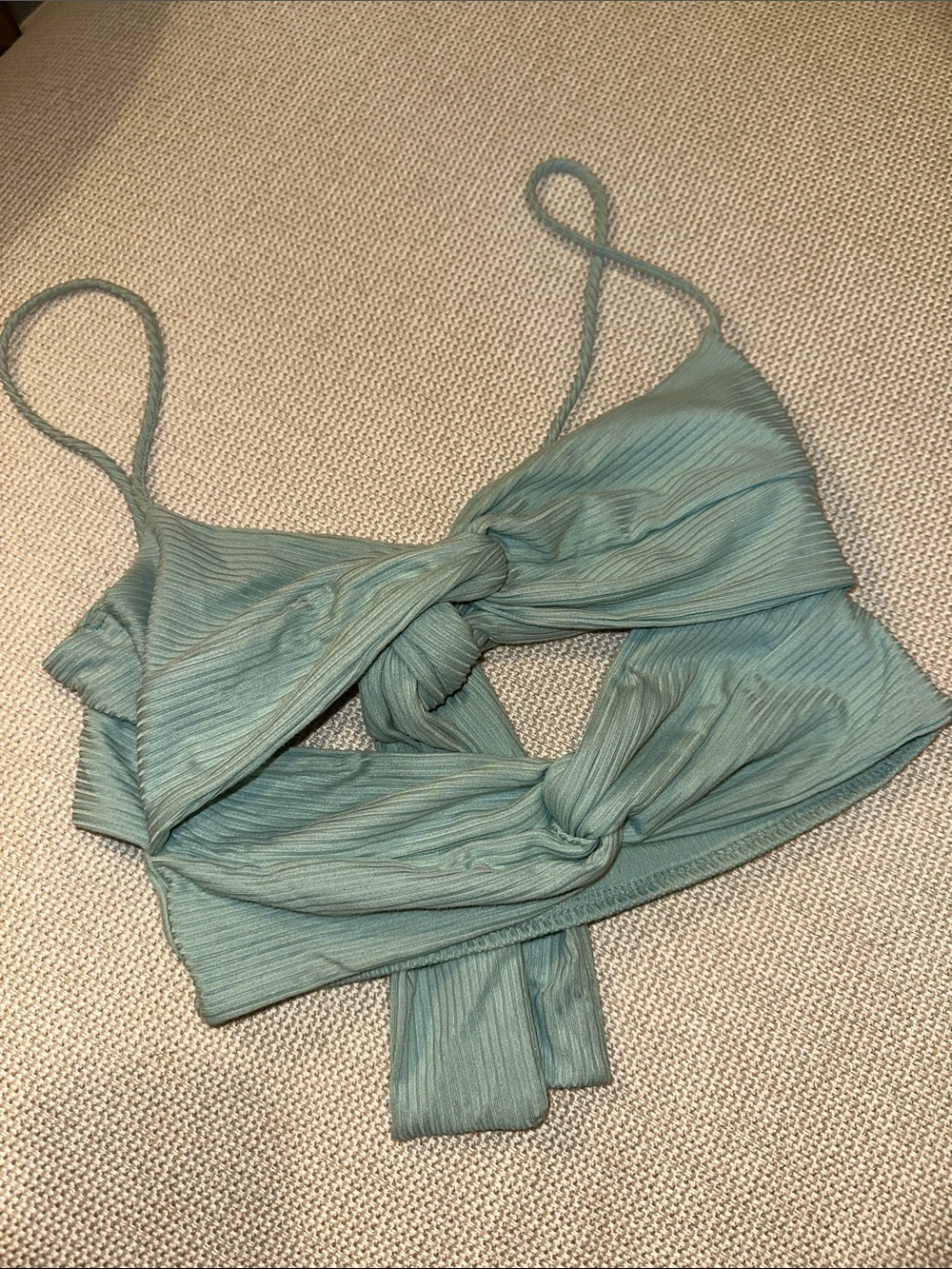 Twist-Knot Ribbed Crop Top in Sage Green